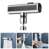 Waterfall faucet nozzle installed on kitchen sink tap
