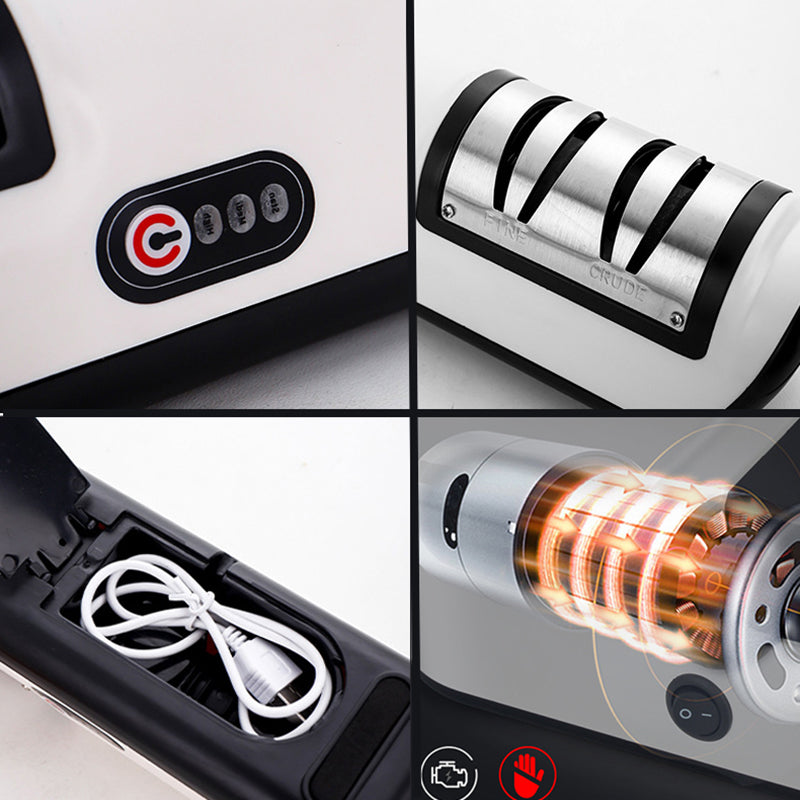 Electric knife sharpener showing adjustable angle settings
