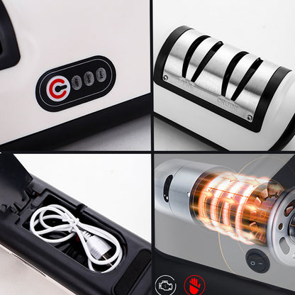 Electric knife sharpener showing adjustable angle settings