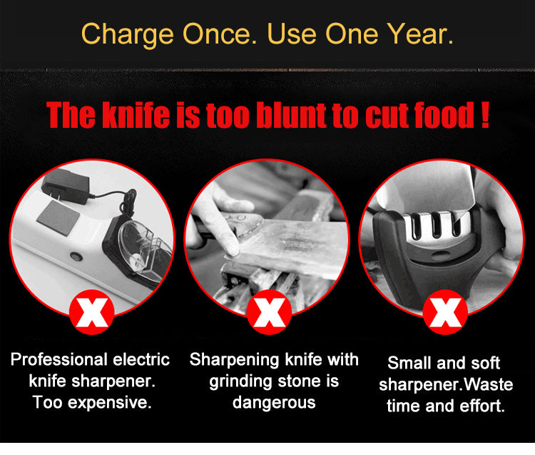 Electric knife sharpener placed on kitchen counter