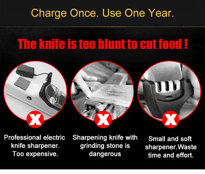 Electric knife sharpener placed on kitchen counter