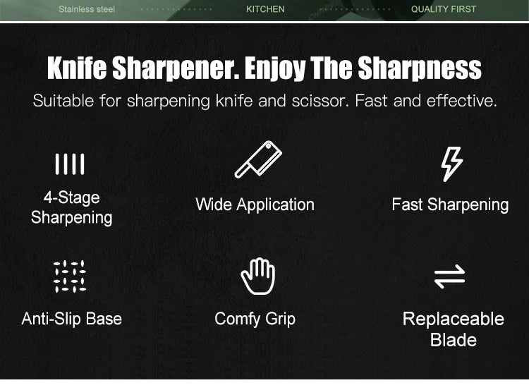 Electric knife sharpener in action showing sharpening sparks