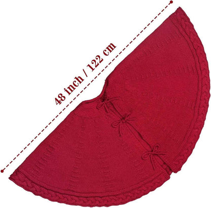 Knitted Christmas tree skirt folded view