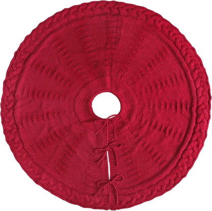 Knitted tree skirt round flat lay view