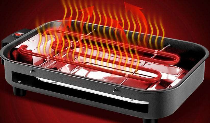 Korean electric grill non smoking BBQ oven heating tube close up detail