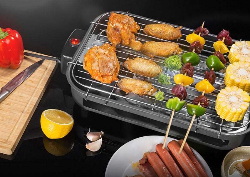 Korean electric grill non smoking BBQ oven grilling seafood display