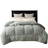 Lamb wool touch microfiber quilt corner detail close up