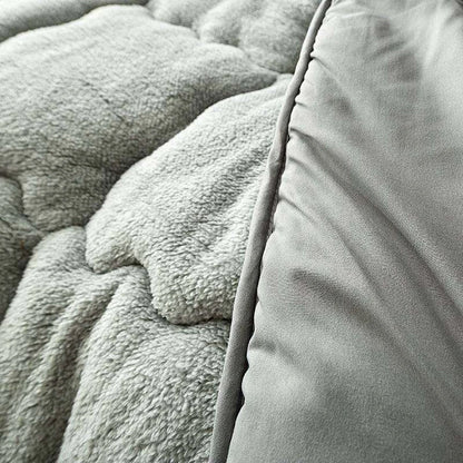 Grey lamb wool touch microfiber quilt fabric close up