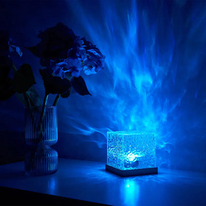 LED Water Ripple Ambient Night Light USB Rotating Projection Crystal Table Lamp