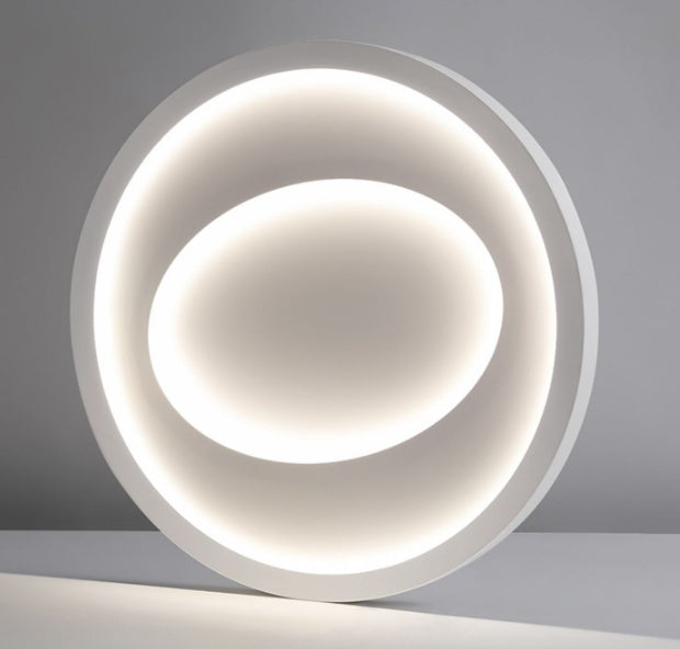 Close-up of the iron body and brushed paint finish on the Nordic LED ceiling light frame
