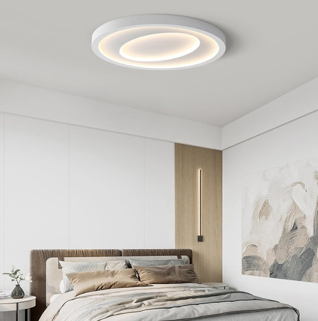 Close-up of the round PMMA high transmittance shade on the Nordic LED ceiling light
