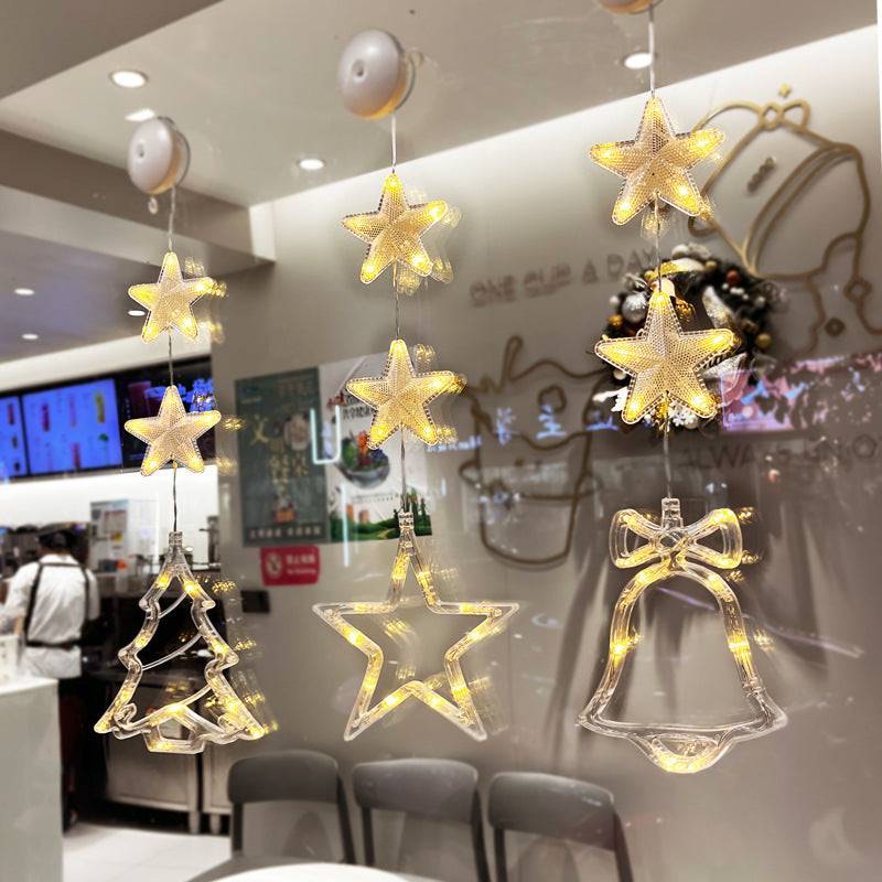 LED hanging star lights on window decoration