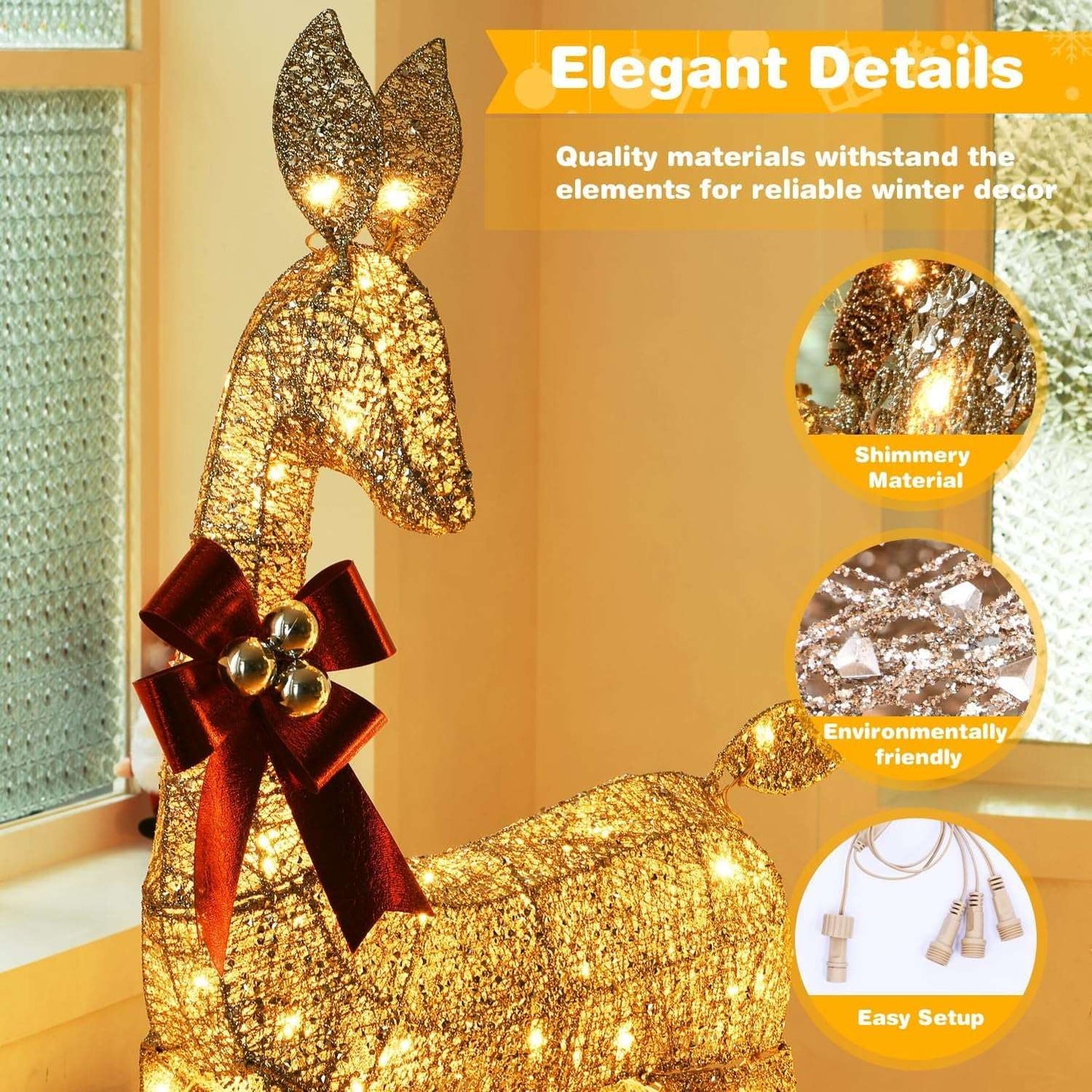 Lighted Christmas deer family set yard decor