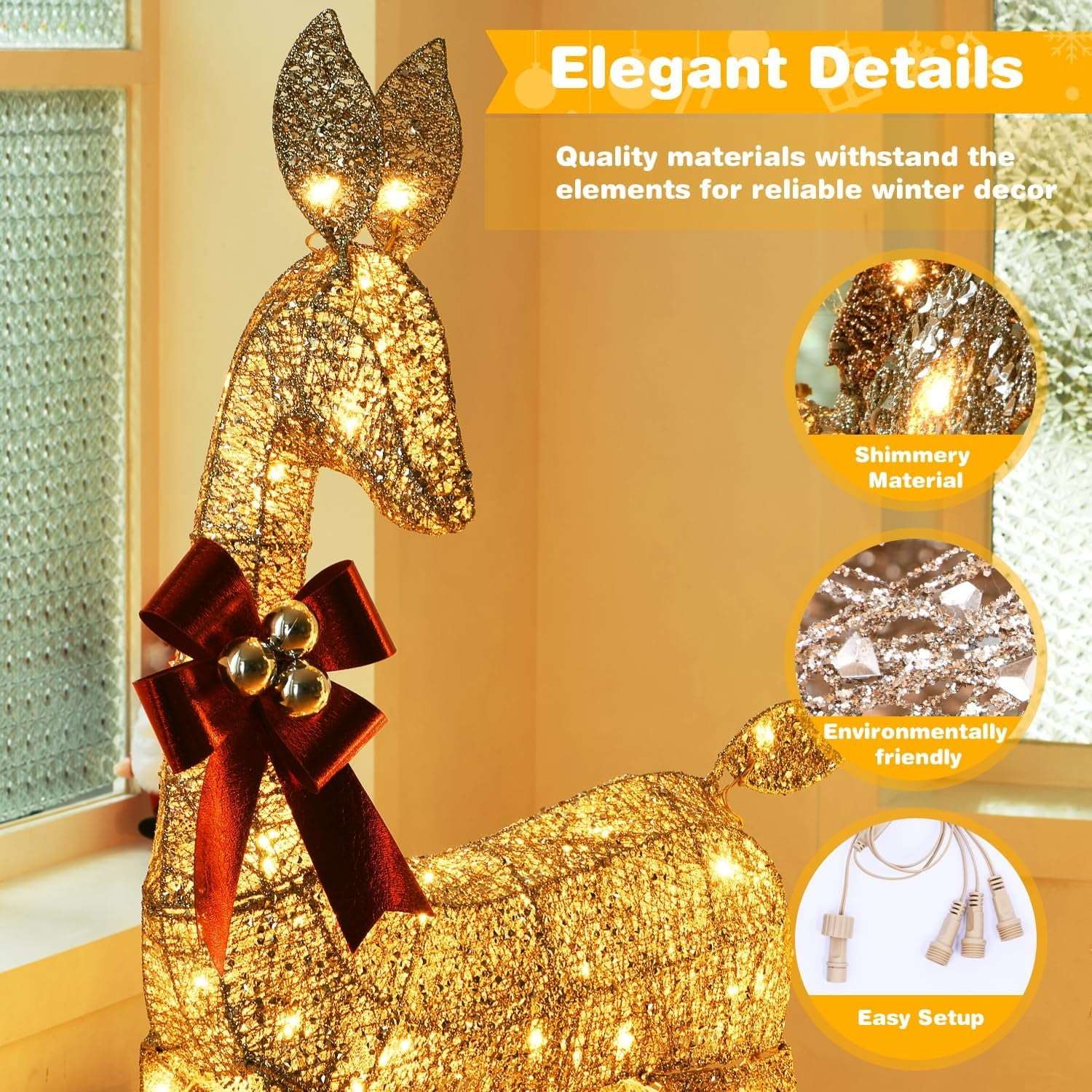 Lighted Christmas deer family set yard decor