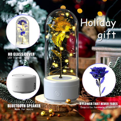 Luminous rose night light with purple flower design
