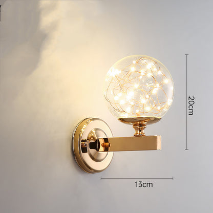 Luxury crystal wall lamp with warm string lights glowing