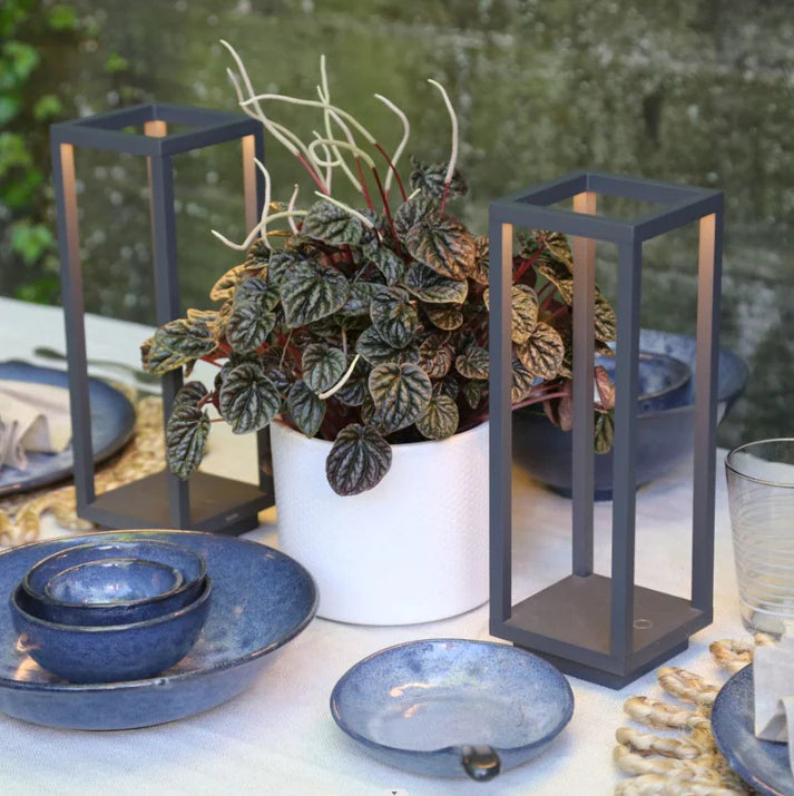 Luxury table lamp styled on modern dining or patio table