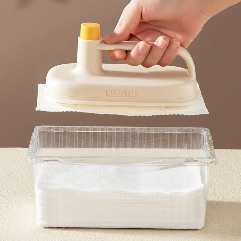Close up of magic brush handle design showing sponge attachment
