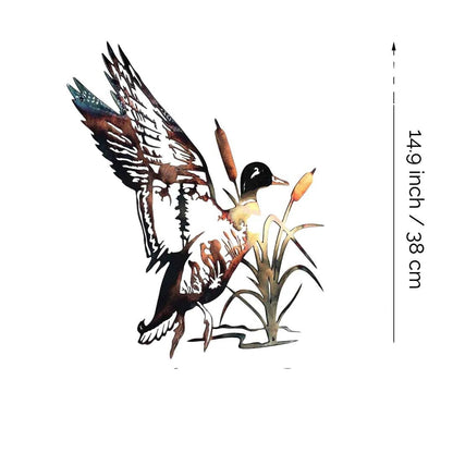 Mallard duck metal wall art decal close up view