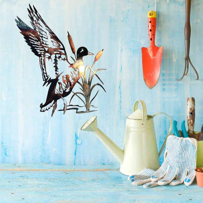 Mallard trout metal wall art styled outdoor decor