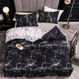 Marble print duvet cover set black white queen king bedroom lifestyle