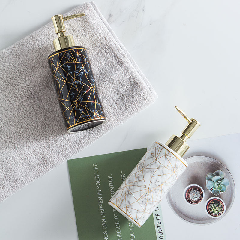 Marble ceramic soap dispenser with bathroom accessories