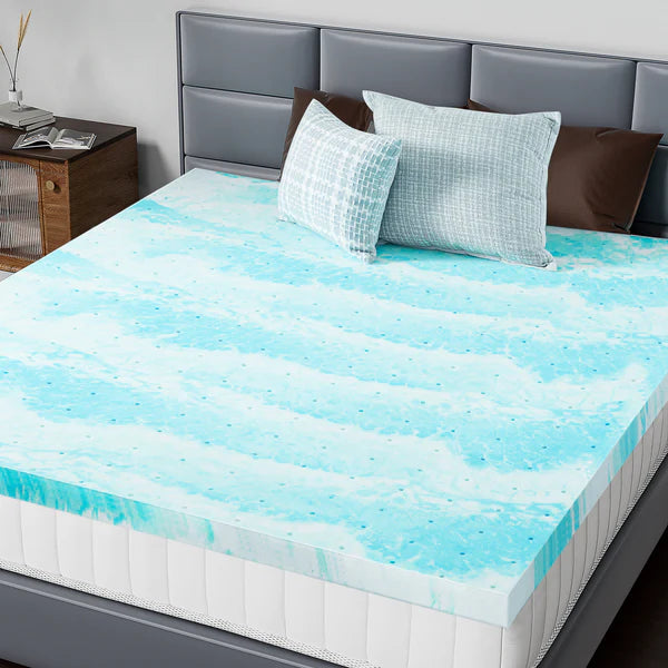 Memory foam mattress topper cooling gel queen size white