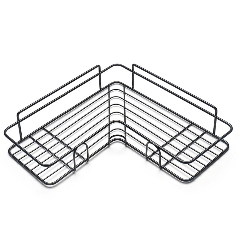 Empty metal corner shower caddy black wire design