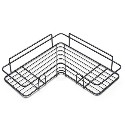Empty metal corner shower caddy black wire design