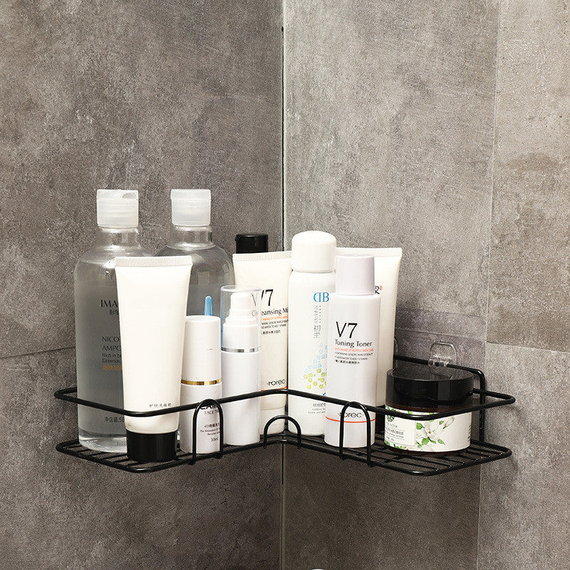 Metal corner shower caddy no drill holding bathroom bottles