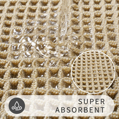 Bathroom door absorbent carpet shown in use with size reference near shower