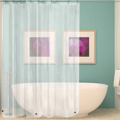 Standard 71x71 inch mildew resistant PEVA curtain covering a US bathtub shower combo
