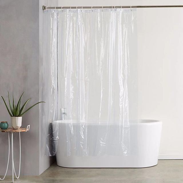 Extra tall 71x79 inch mildew resistant shower curtain in a tall shower enclosure
