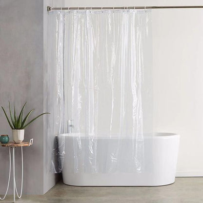 Extra tall 71x79 inch mildew resistant shower curtain in a tall shower enclosure
