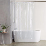 Extra tall 71x79 inch mildew resistant shower curtain in a tall shower enclosure