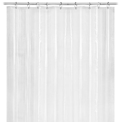 PEVA mildew resistant shower curtain used as standalone with no liner on bathroom rod
