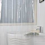 Mildew resistant shower curtain surface drying quickly after a shower with no moisture remaining