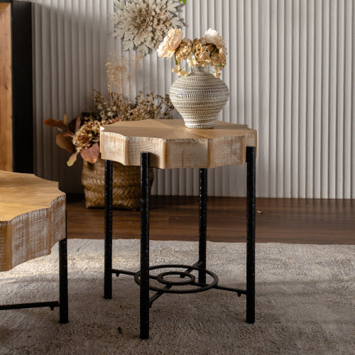 Modern cedar 2 piece coffee table set full living room view