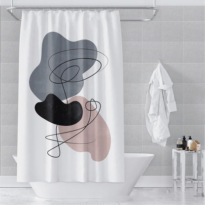 Small 120x180cm Morandi abstract curtain in a compact European style shower enclosure
