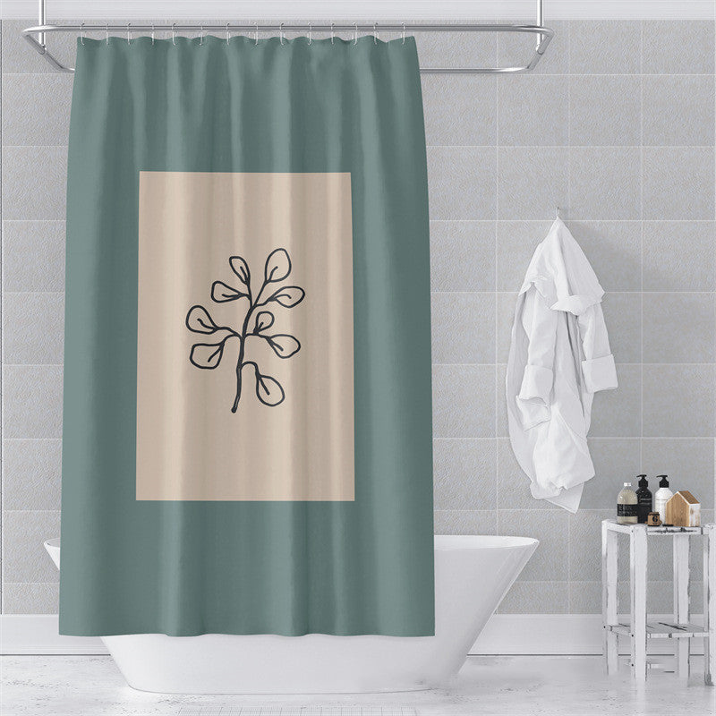 200x180cm wide Morandi shower curtain covering a full bathtub shower combination
