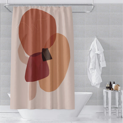 Water beading off the surface of the Morandi polyester shower curtain during a shower
