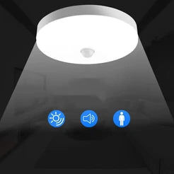 Motion sensor ceiling light with blue indicator lights