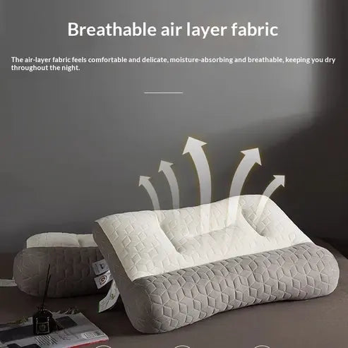 Natural latex cervical pillow breathable air layer fabric close up