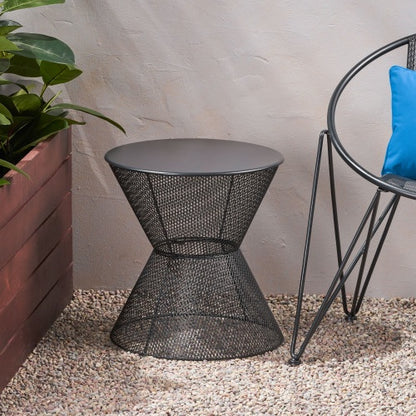Nevada iron side table outdoor patio setup two tables