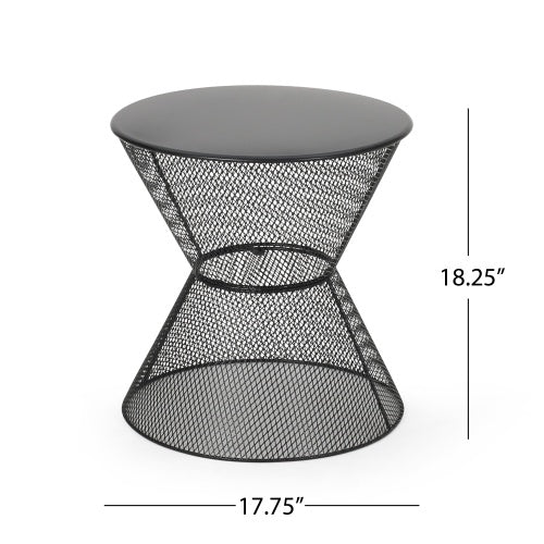 Nevada matte black iron side table side angle product shot