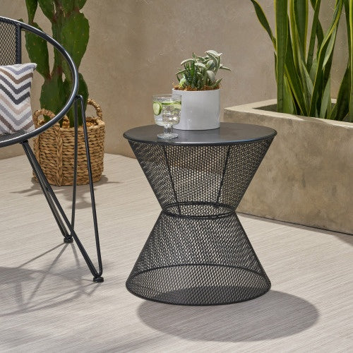 Nevada matte black iron side table dimensions diagram