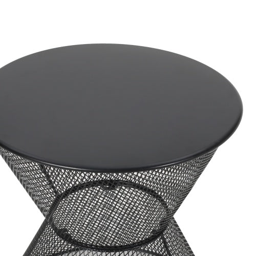 Nevada matte black iron side table top view flat