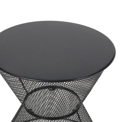 Nevada matte black iron side table top view flat