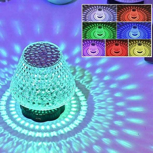 Dimensions guide showing nineteen centimeter total height of the crystal lamp