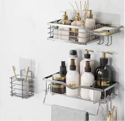 No drill shower caddy set SUS304 stainless steel wall mount bathroom display